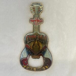 Hard Rock Cafe Classic Acoustic Guitar Chicago Magnetic Bottle Opener